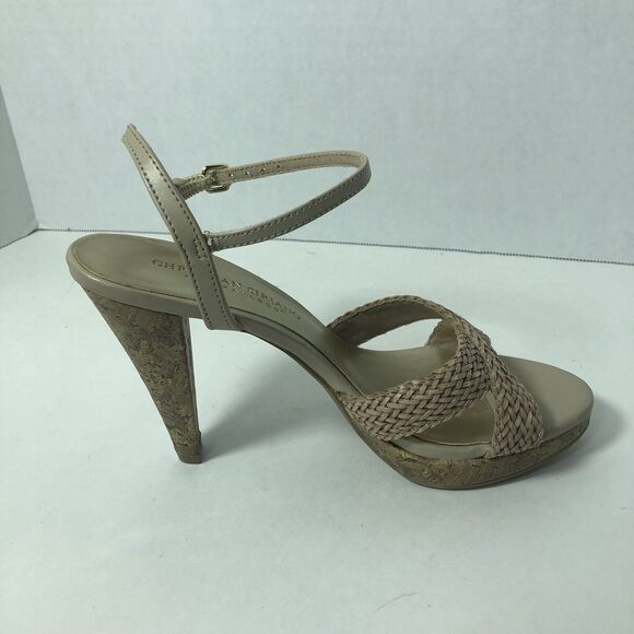 Christian Siriano for Payless Heels Womens Size‎ 6 Beige Ankle Straps Buckle A2 - Picture 6 of 12